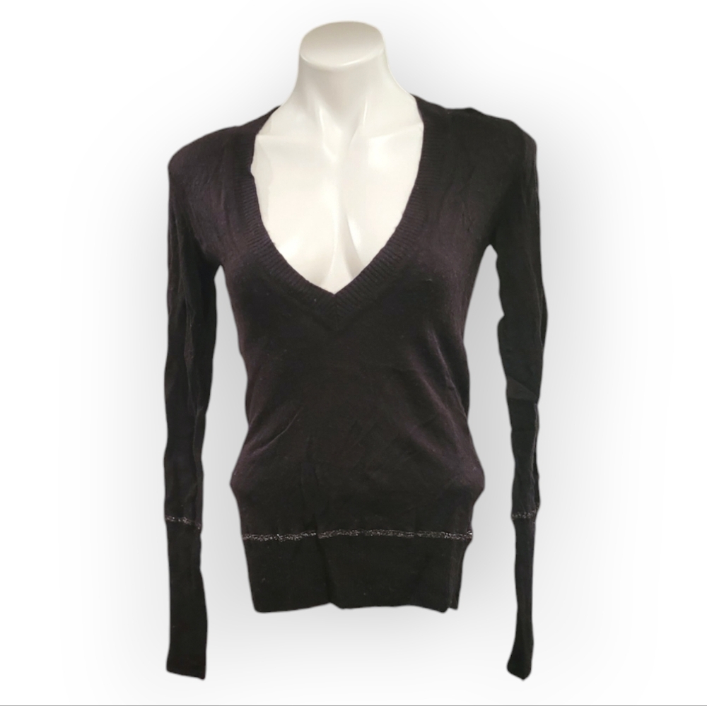 Express Womens Small Black Vneck Lightweight Sweater